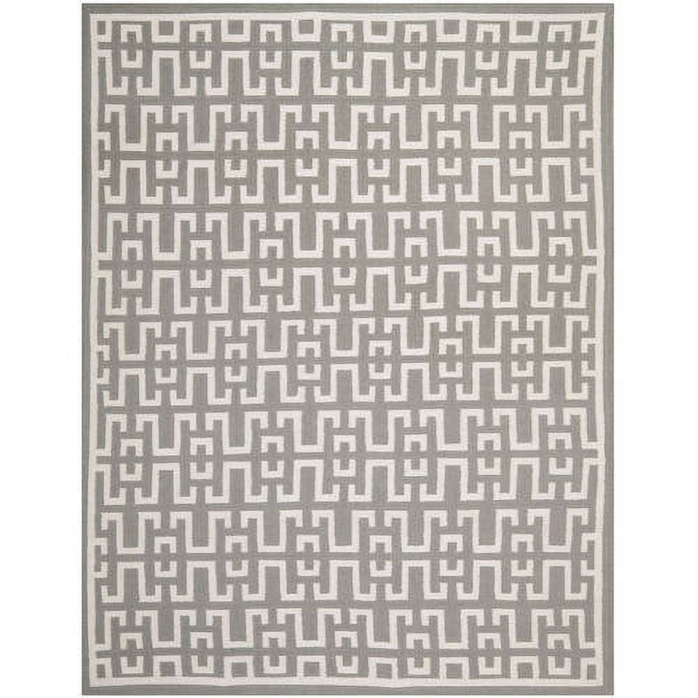 SAFAVIEH Dhurries Waverly Geometric Area Rug, Soft Grey/Ivory, 9' x 12'