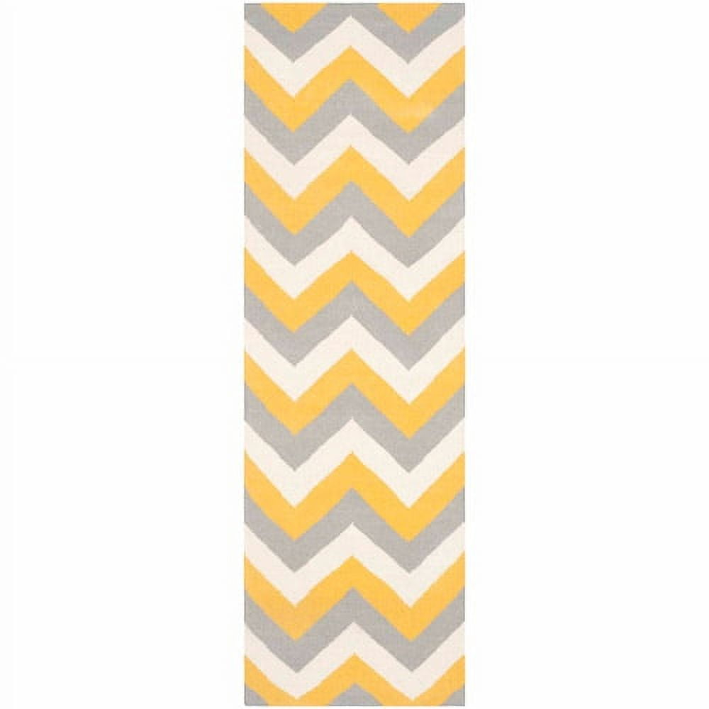 SAFAVIEH Dhurries Wenona Geometric Runner Rug, Gold/Grey, 2'6" x 8'