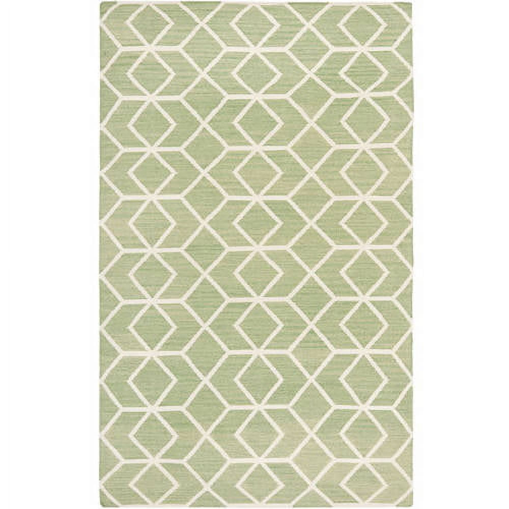 SAFAVIEH Dhurries Addison Geometric Area Rug, Sage/Ivory, 3' x 5'