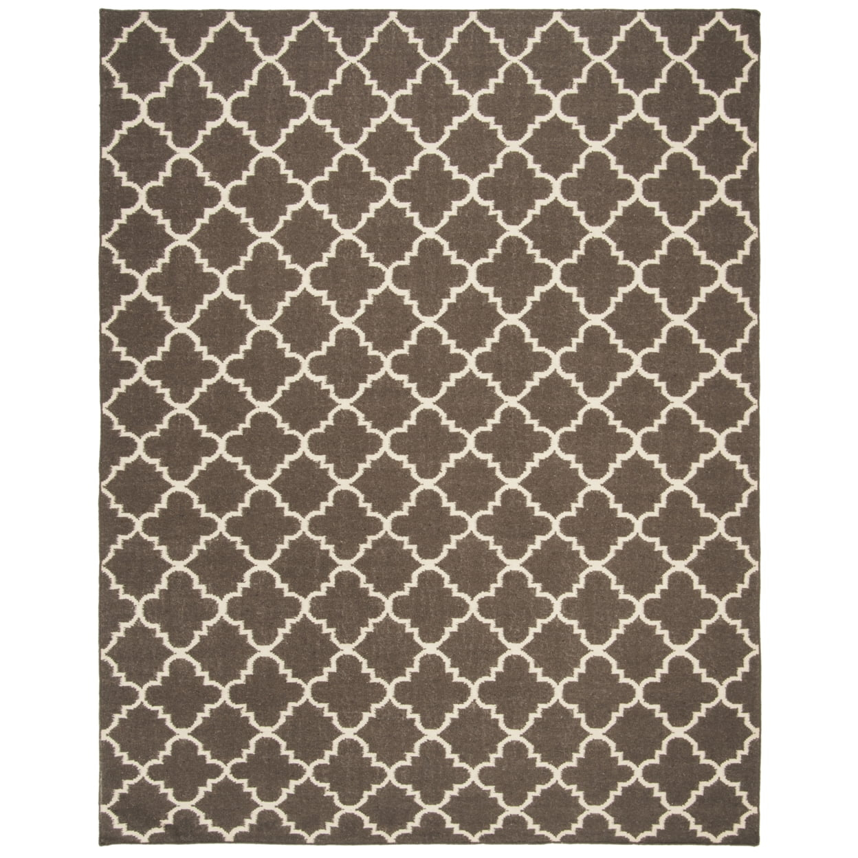SAFAVIEH Dhurries Brad Geometric Area Rug, Brown/Ivory, 9' x 12'