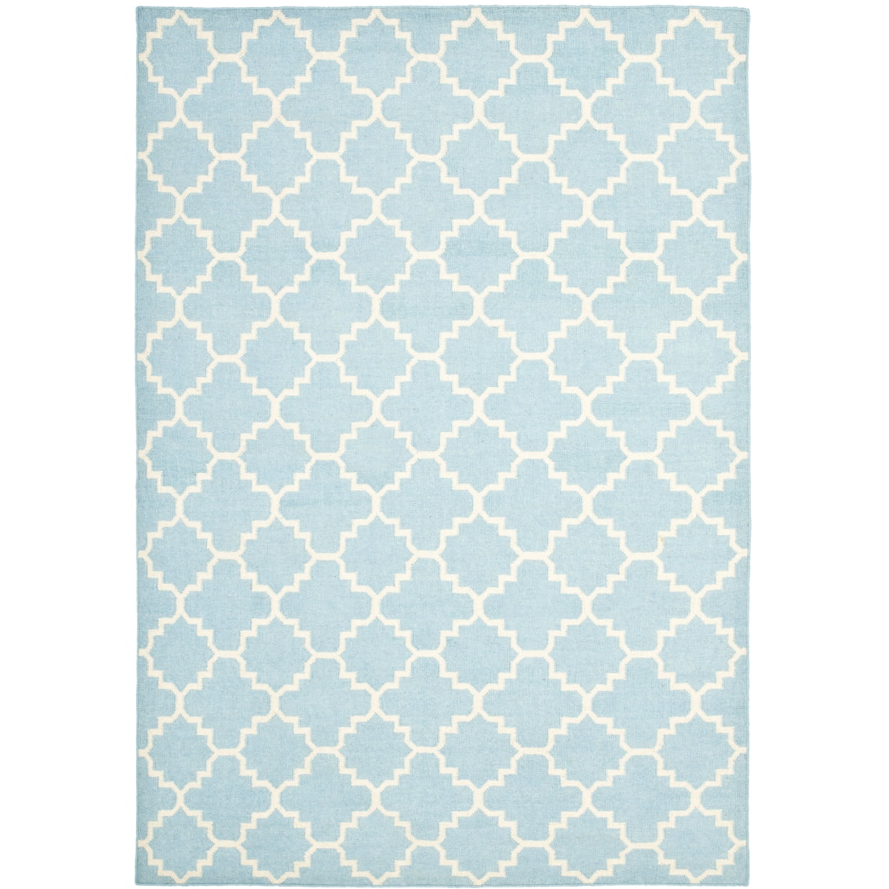 SAFAVIEH Dhurries Brad Geometric Area Rug, Light Blue/Ivory, 8' x 10'