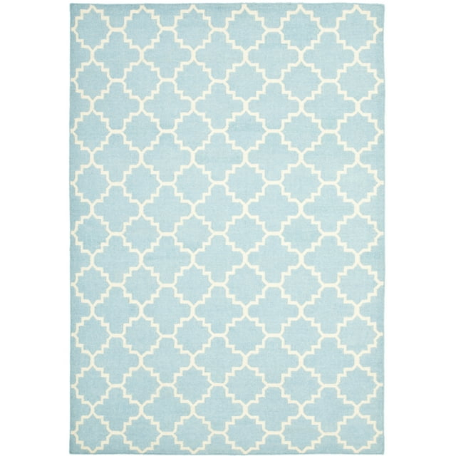 SAFAVIEH Dhurries Brad Geometric Area Rug, Light Blue/Ivory, 8' x 10'