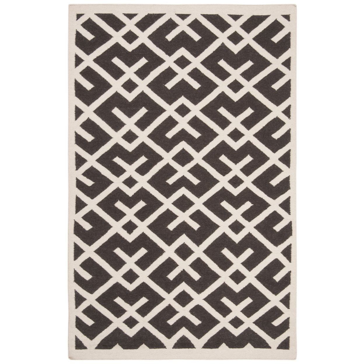 SAFAVIEH Dhurries Brianna Geometric Area Rug, Brown/Ivory, 3' x 5'
