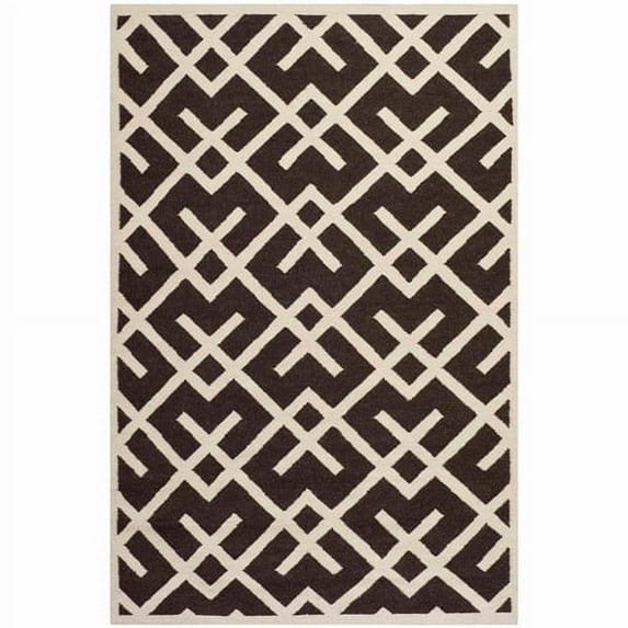 SAFAVIEH Dhurries Brianna Geometric Area Rug, Brown/Ivory, 8' x 8' Square