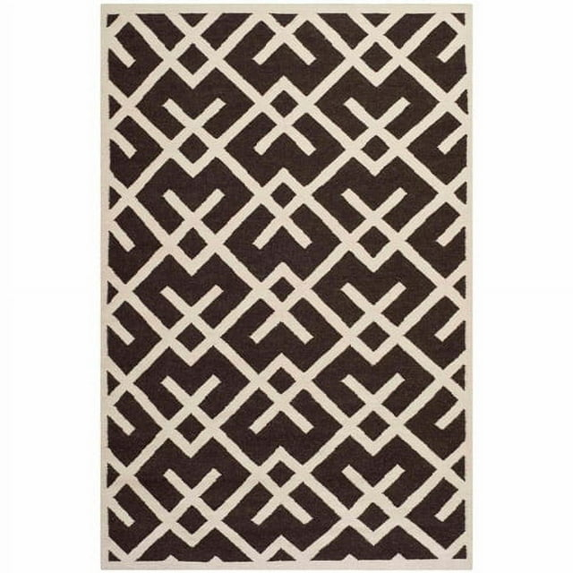 SAFAVIEH Dhurries Brianna Geometric Area Rug, Brown/Ivory, 8' x 8' Square