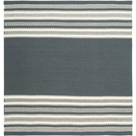 SAFAVIEH Dhurries Haywood Geometric Area Rug, Dark Grey, 6' x 6' Square