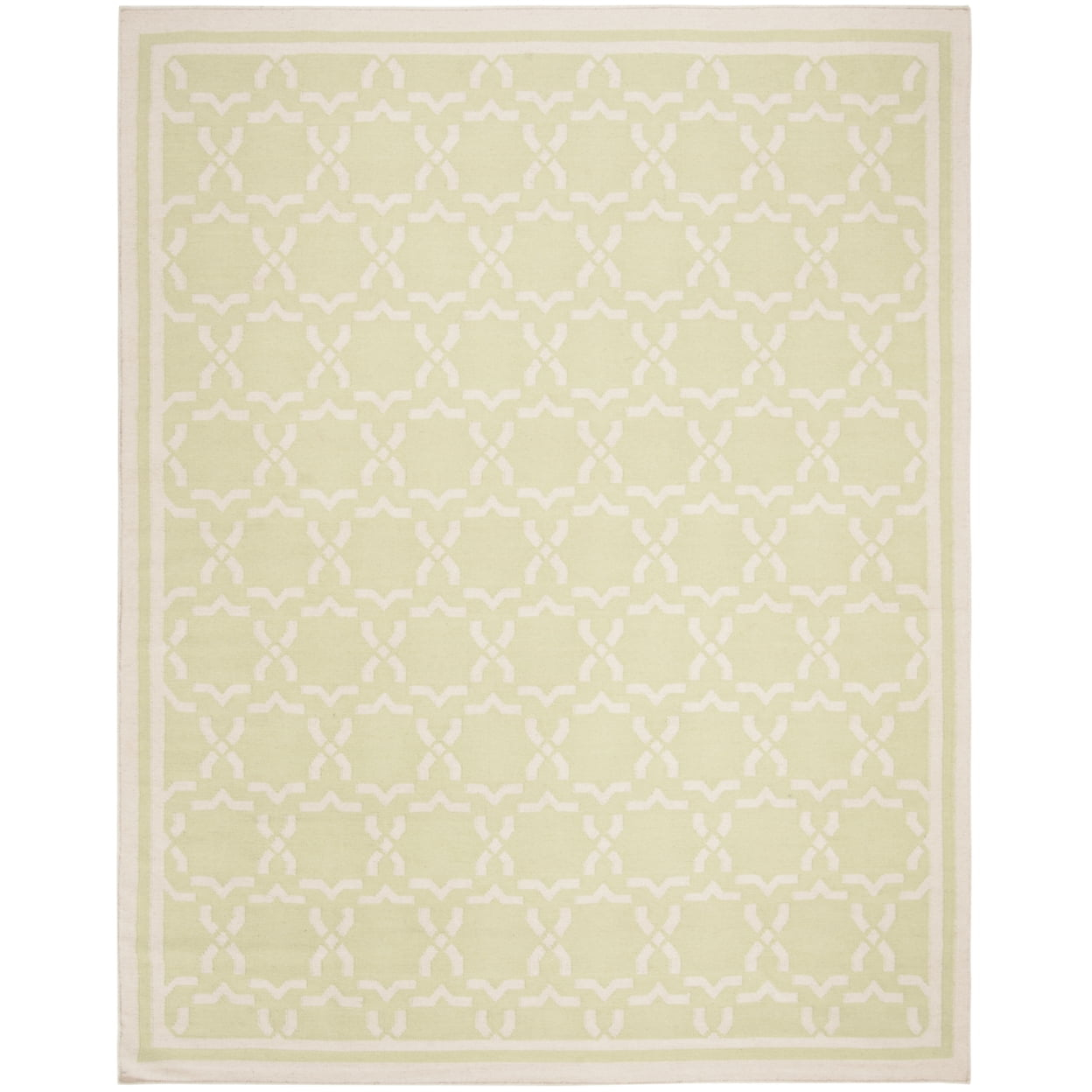 SAFAVIEH Dhurries Myles Geometric Area Rug, Light Green/Ivory, 6' x 6' Square