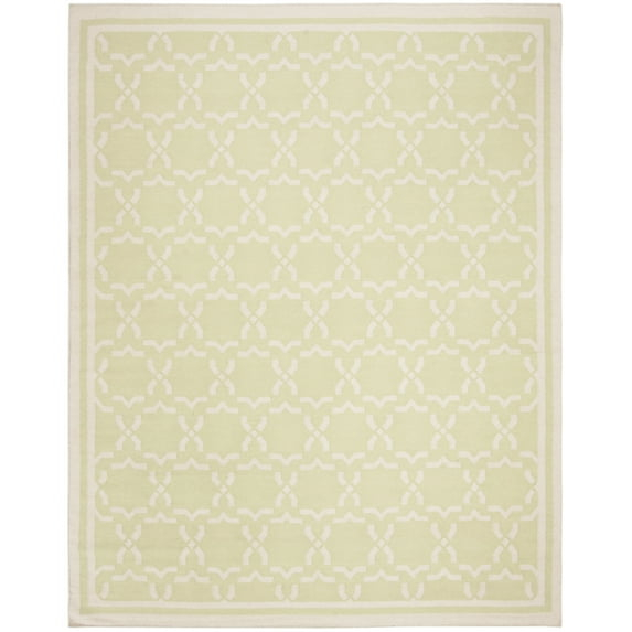 SAFAVIEH Dhurries Myles Geometric Area Rug, Light Green/Ivory, 6' x 6' Square
