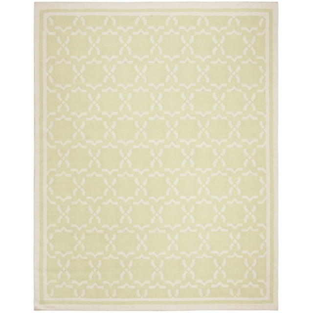 SAFAVIEH Dhurries Myles Geometric Area Rug, Light Green/Ivory, 6' x 6' Square