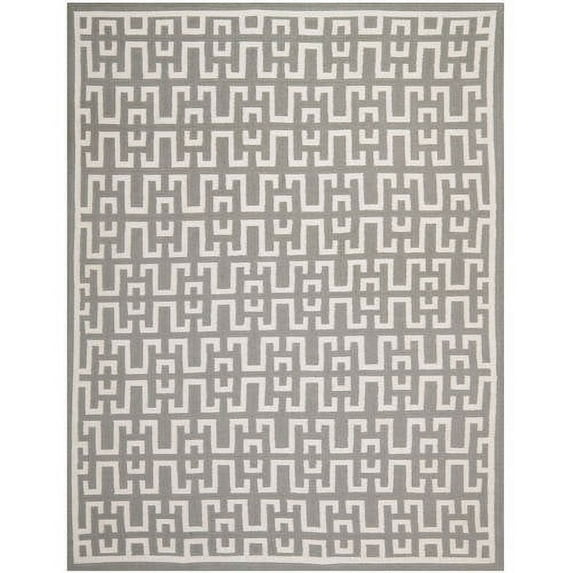 SAFAVIEH Dhurries Waverly Geometric Area Rug, Soft Grey/Ivory, 9' x 12'