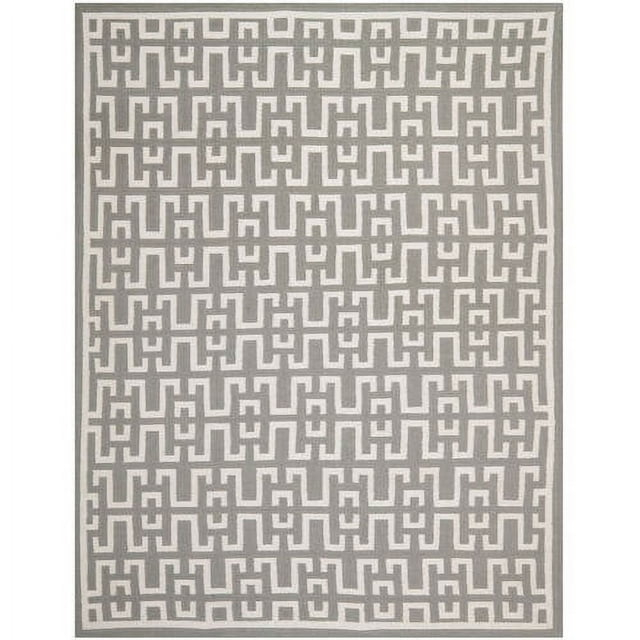 SAFAVIEH Dhurries Waverly Geometric Area Rug, Soft Grey/Ivory, 9' x 12'