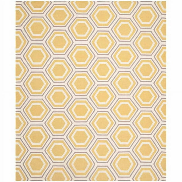SAFAVIEH Dhurries Weldon Geometric Wool Area Rug, Ivory/Yellow, 9' x 12'