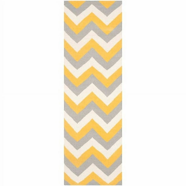 SAFAVIEH Dhurries Wenona Geometric Runner Rug, Gold/Grey, 2'6" x 8'