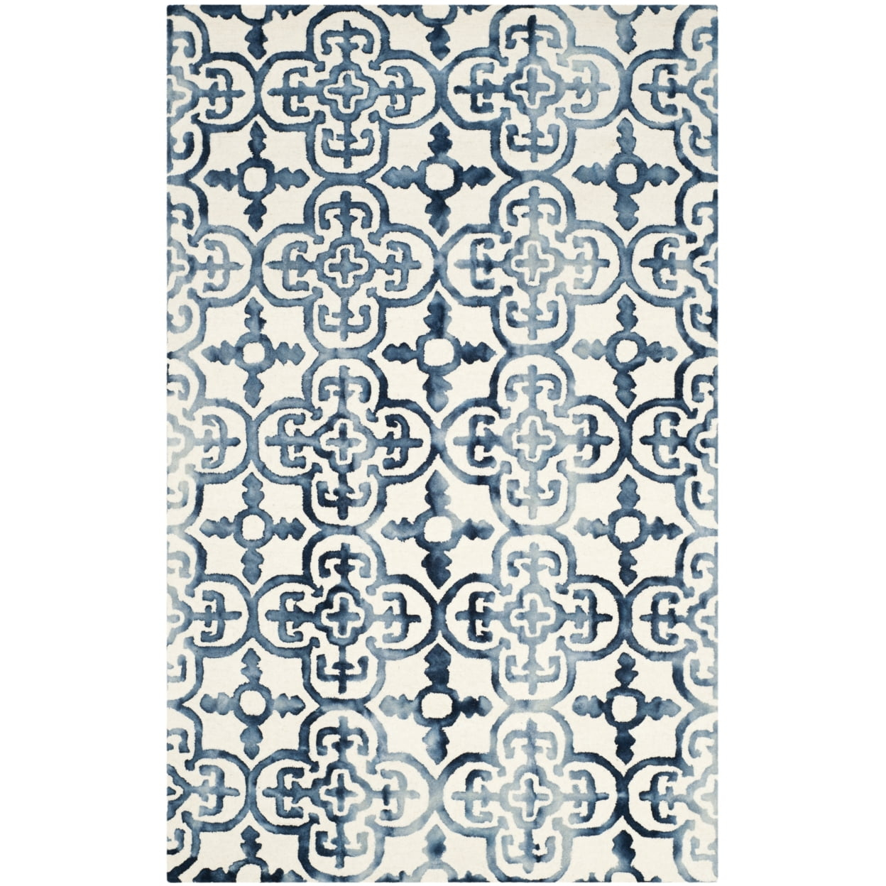 Dip Dye DDY711 Hand Tufted Indoor Area Rug - Ivory/Navy - 4'x6' - Safavieh