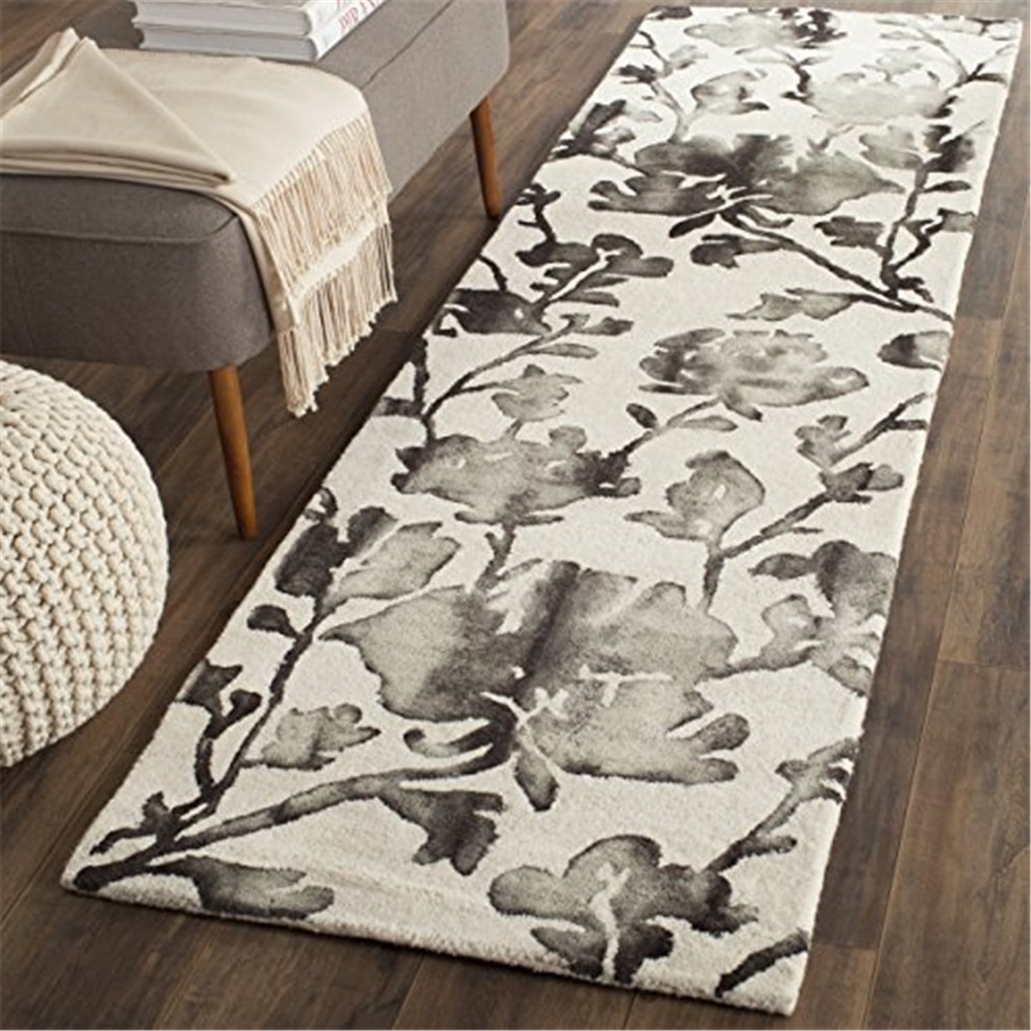 Dip Dye DDY716 Hand Tufted Runner Rug - Ivory/Charcoal - 2'3"x10' - Safavieh.