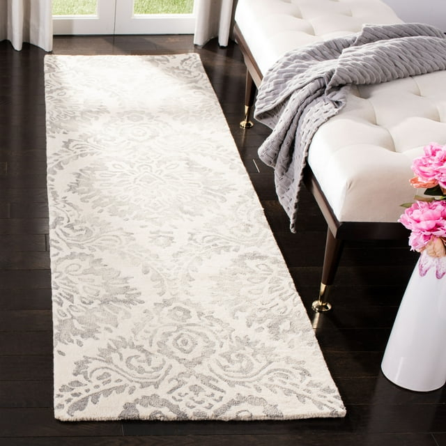 Dip Dye DDY210 Hand Tufted Runner Rug - Silver/Ivory - 2'3"x8' - Safavieh.