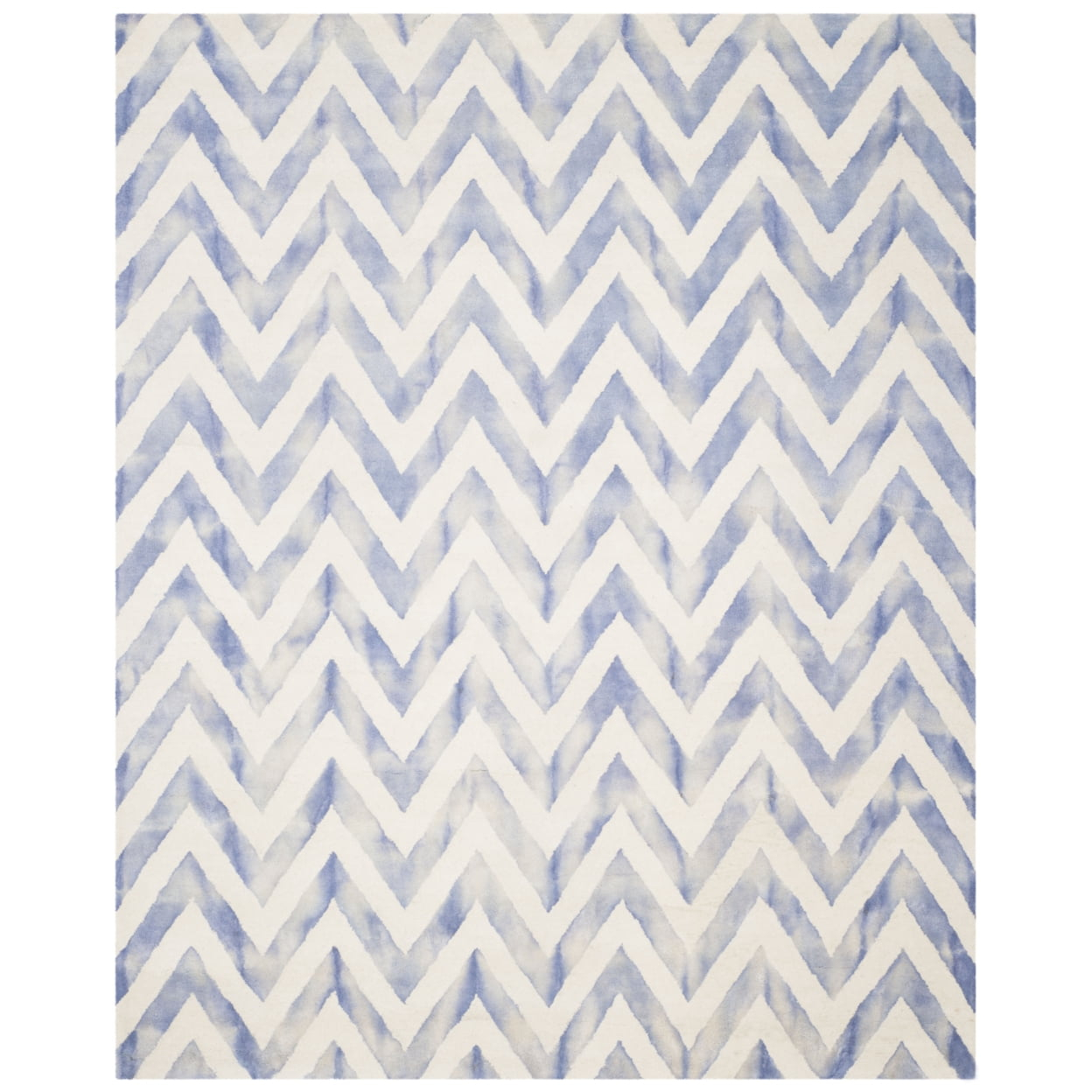 SAFAVIEH Dip Dye Lara Overdyed Chevron Area Rug, Ivory/Blue, 9' x 12'