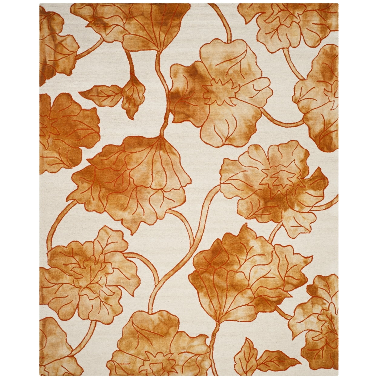 SAFAVIEH Dip Dye Lilibeth Distressed Area Rug, Ivory/Orange, 8' x 10'