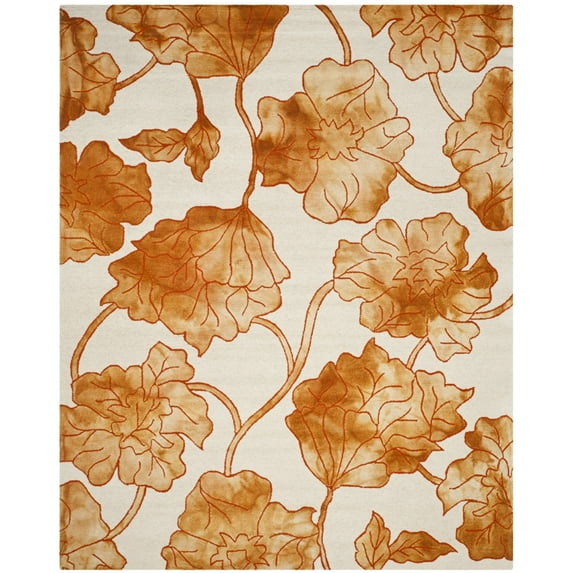 SAFAVIEH Dip Dye Lilibeth Distressed Area Rug, Ivory/Orange, 8' x 10'