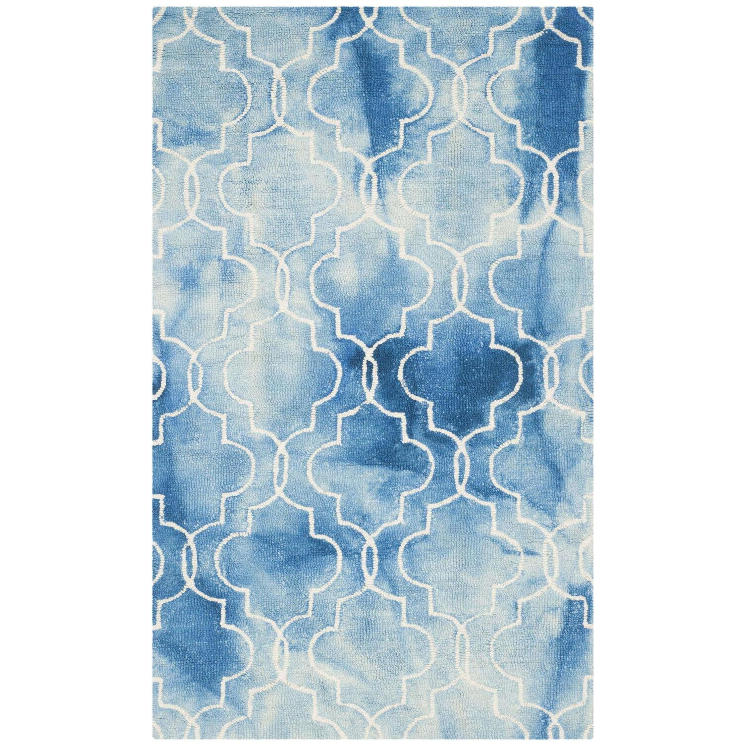 Dip Dye DDY676 Hand Tufted Indoor Accent Rug - Blue/Ivory - 3'x5' - Safavieh