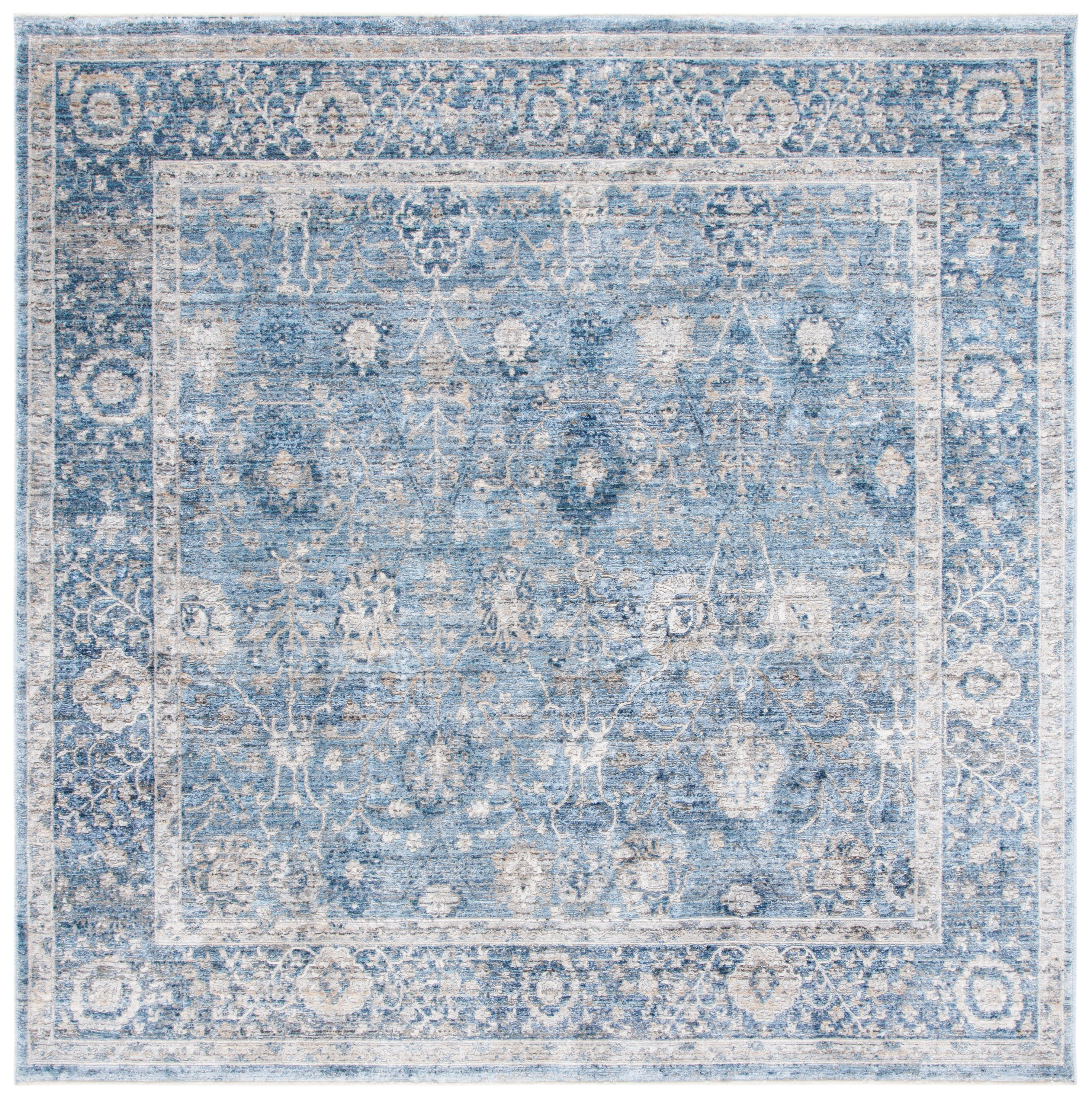 SAFAVIEH Dream Giles Floral Area Rug, Grey/Turquoise, 6'7" x 6'7" Square