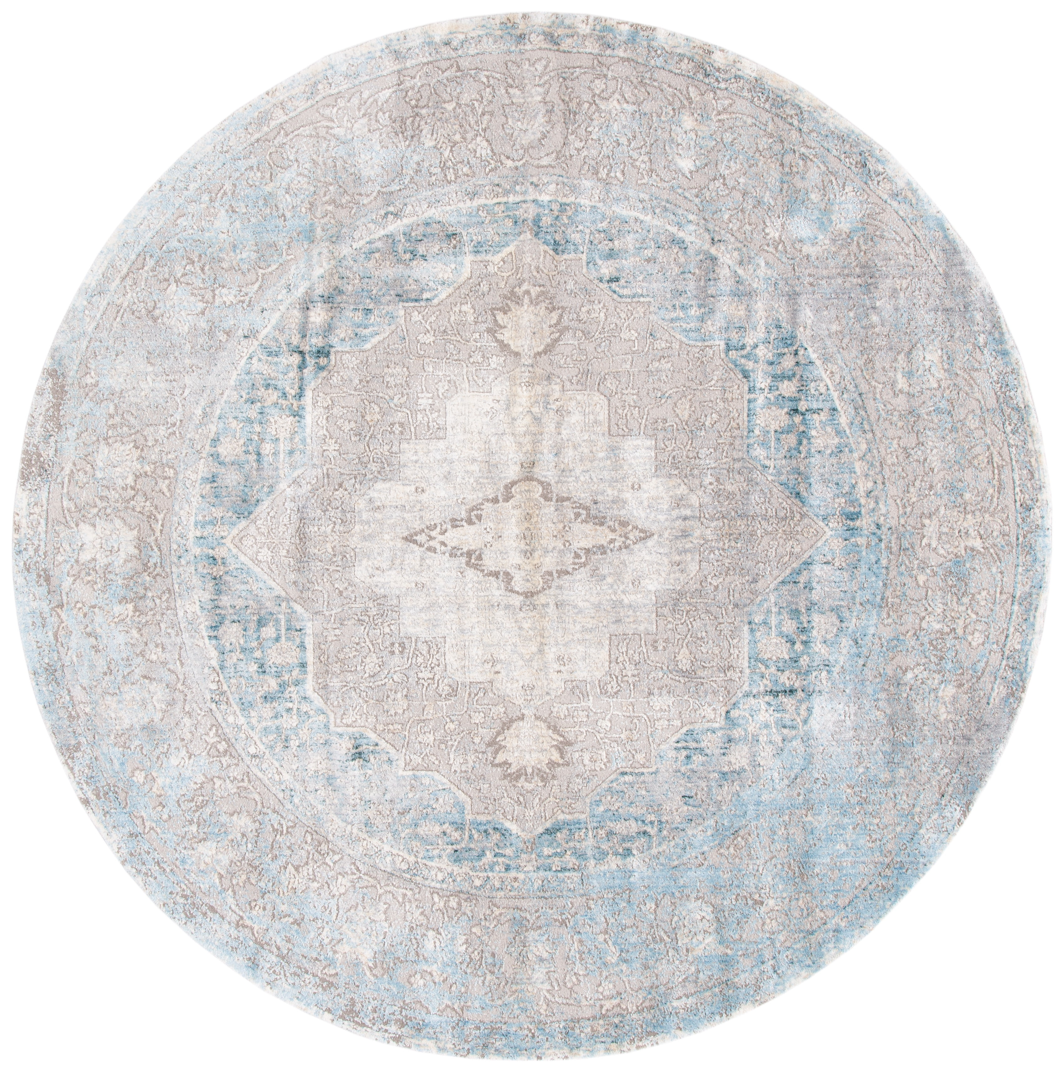 Dream DRM401 Power Loomed Indoor Area Rug - Grey/Aqua - 6'7" Round - Safavieh