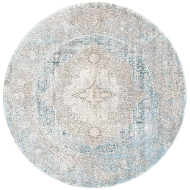 Dream DRM401 Power Loomed Indoor Area Rug - Grey/Aqua - 6'7" Round - Safavieh