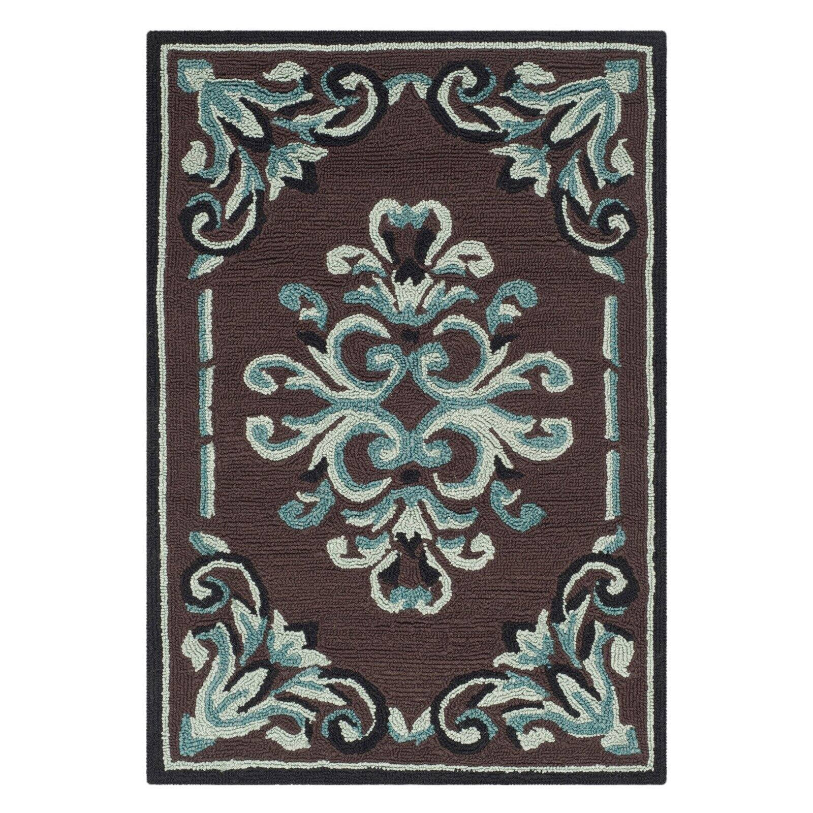 SAFAVIEH Easy Care Chanelle Floral Area Rug, Chocolate/Multi, 3' x 5'