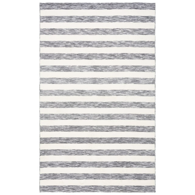 SAFAVIEH Easy Care Fergal Stripe Area Rug, 5' x 8', Dark Grey/Ivory