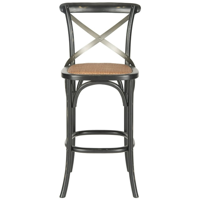 SAFAVIEH Eleanor Square Mid Back Bar Stool, Black