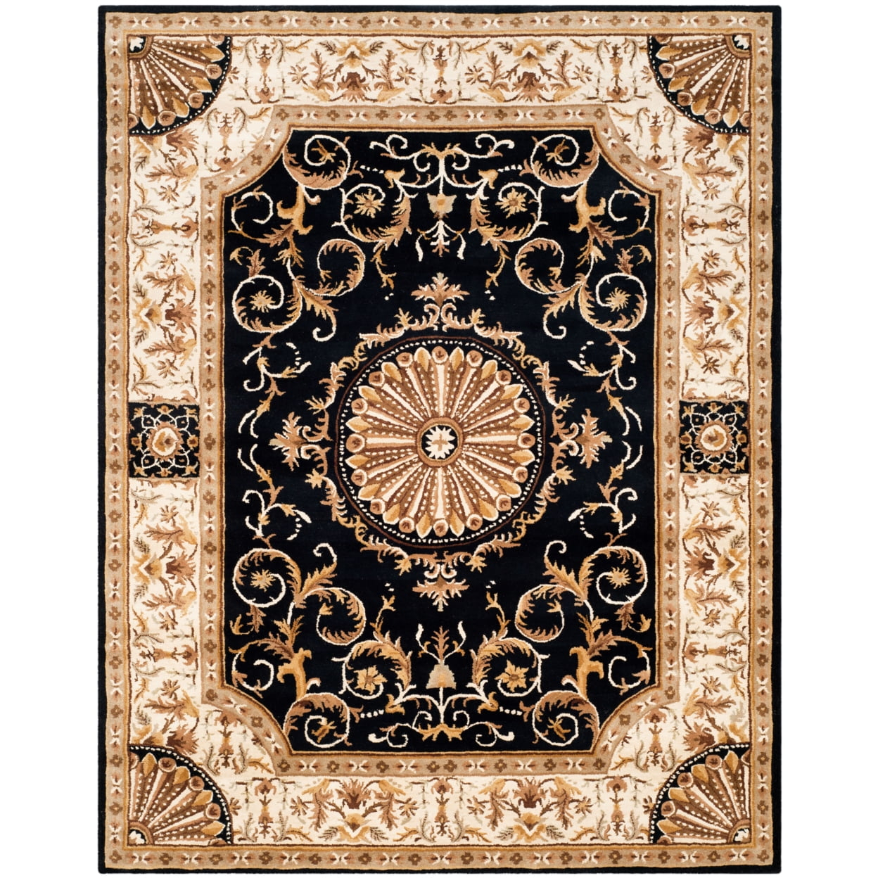 SAFAVIEH Empire Naira Oriental Wool Area Rug, Black/Ivory, 7'6" x 9'6"
