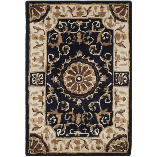 SAFAVIEH Empire Naira Oriental Wool Area Rug, Black/Ivory, 2' x 3'