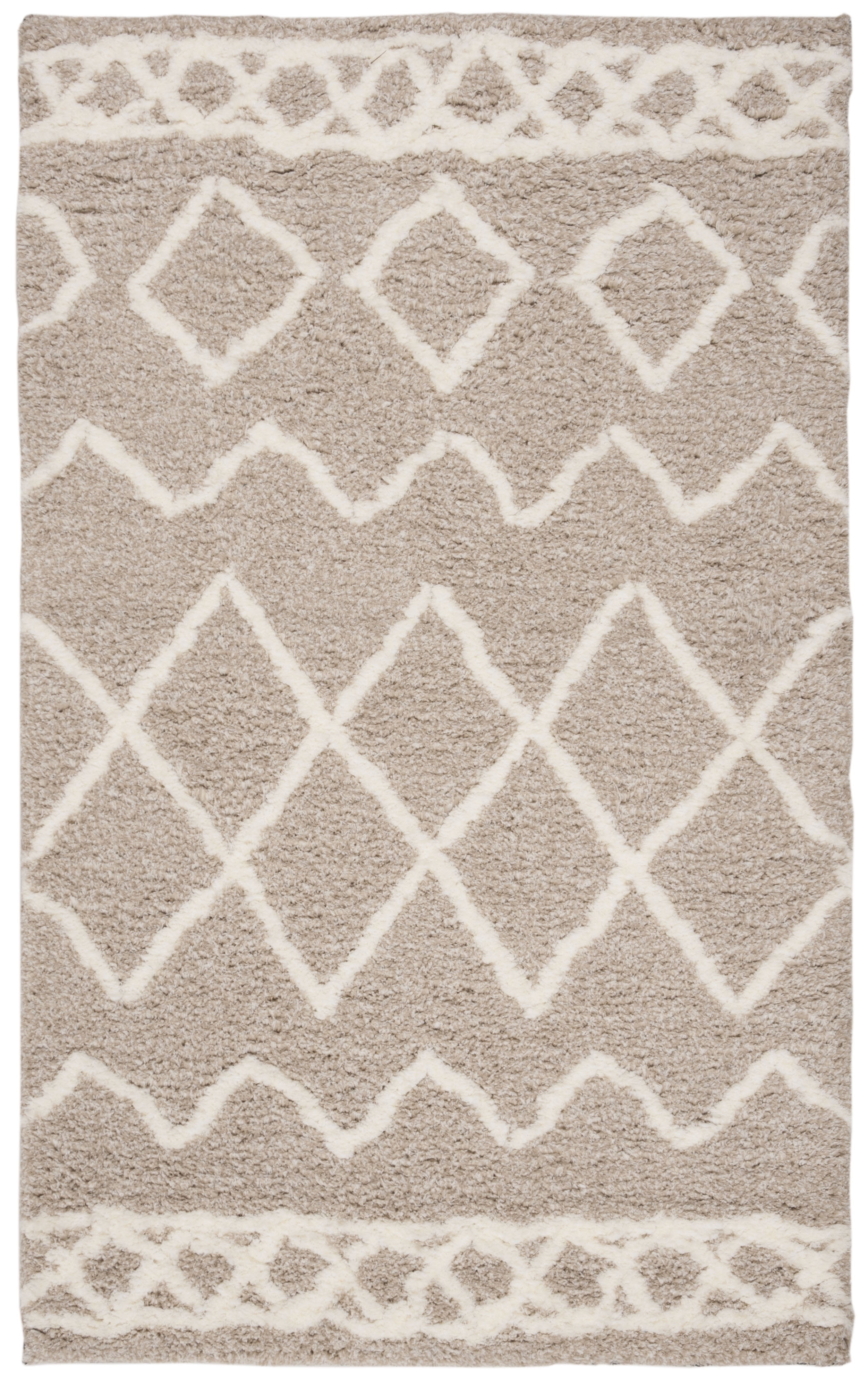 Equinox Shag EQS711 Hand Tufted Indoor Accent Rug - Beige/Ivory - 3'x5' - Safavieh