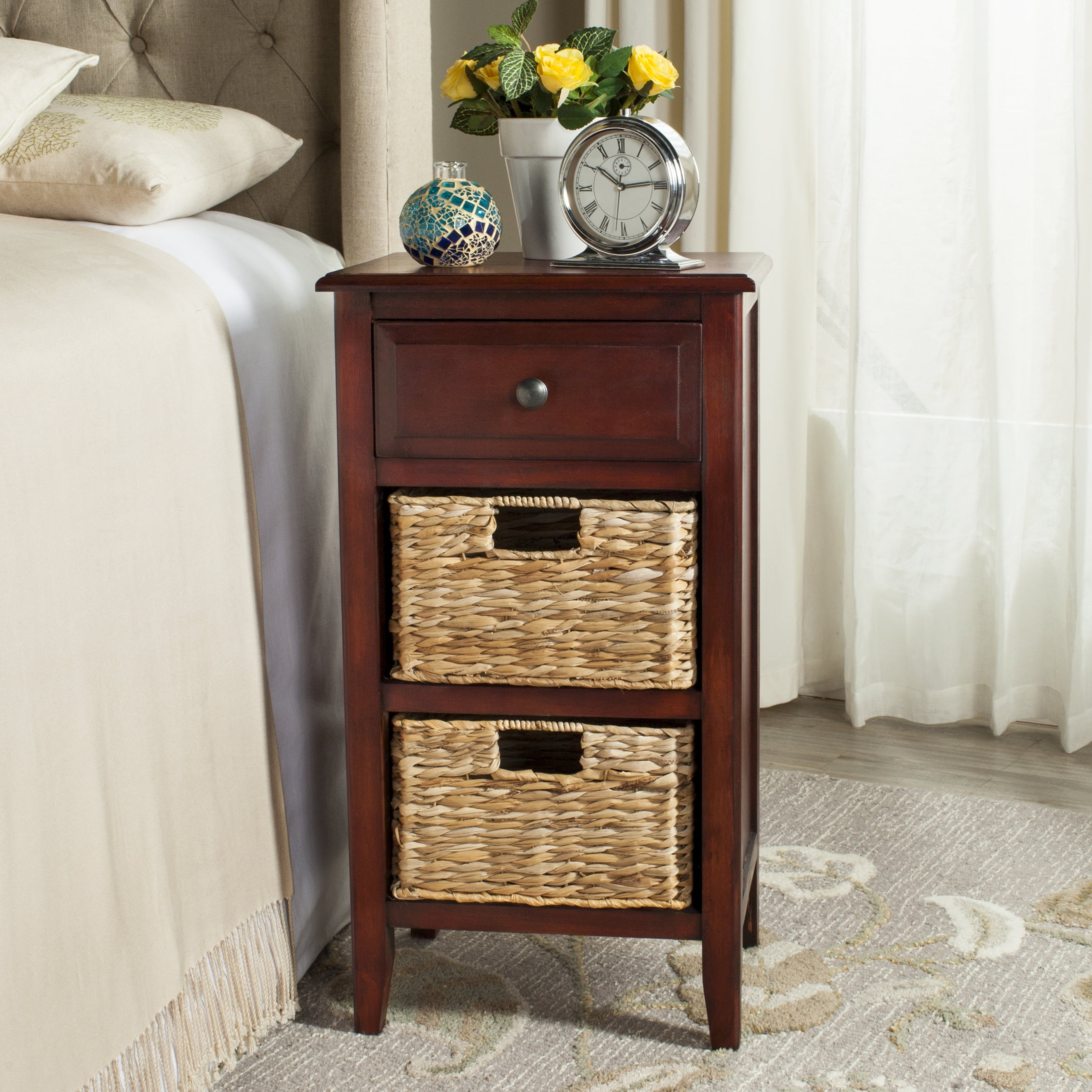 Everly Drawer Side Table - Cherry - Safavieh.
