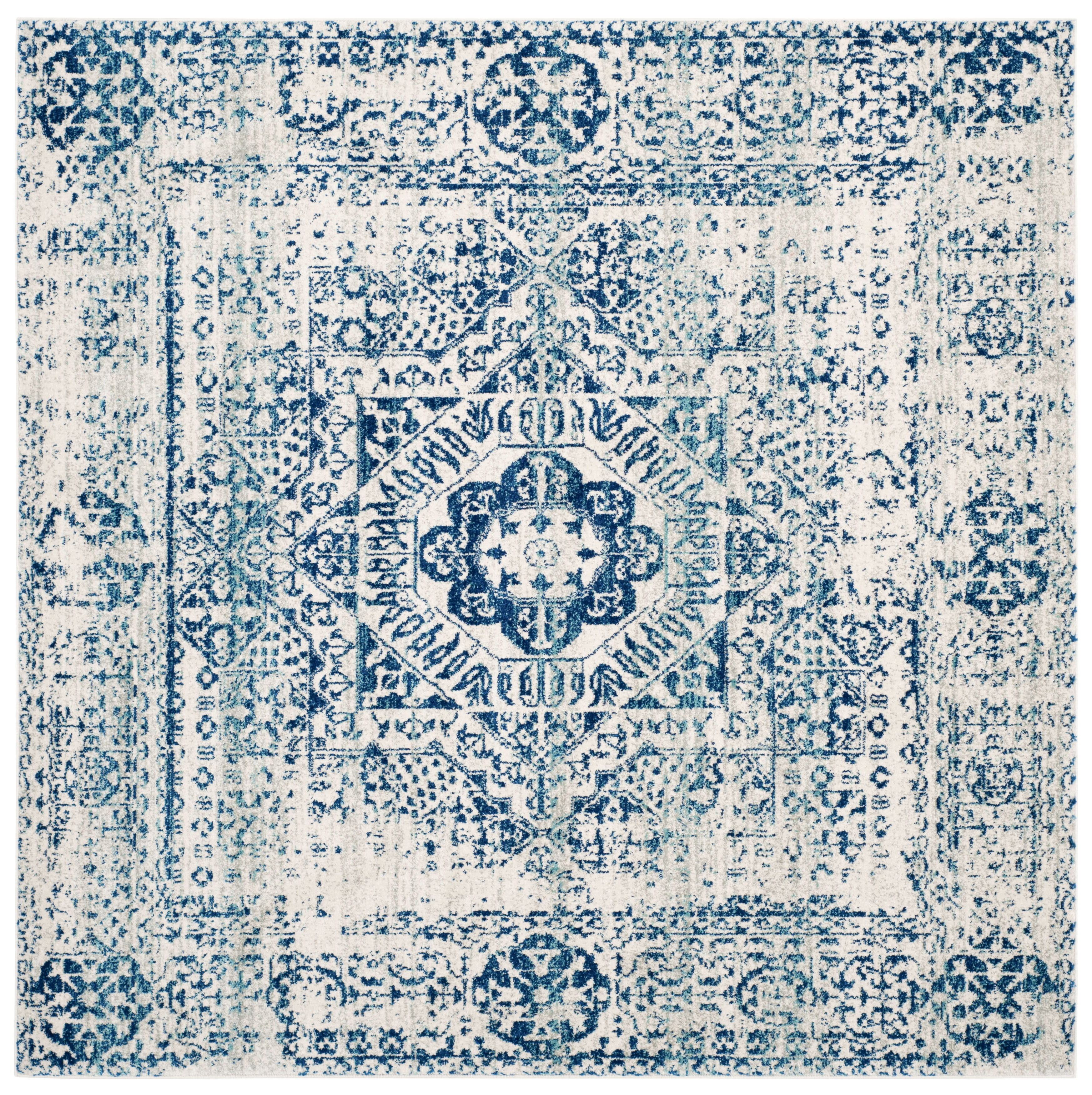 Evoke EVK260 Power Loomed Area Rug - Ivory/Blue - 9'x9' - Safavieh.