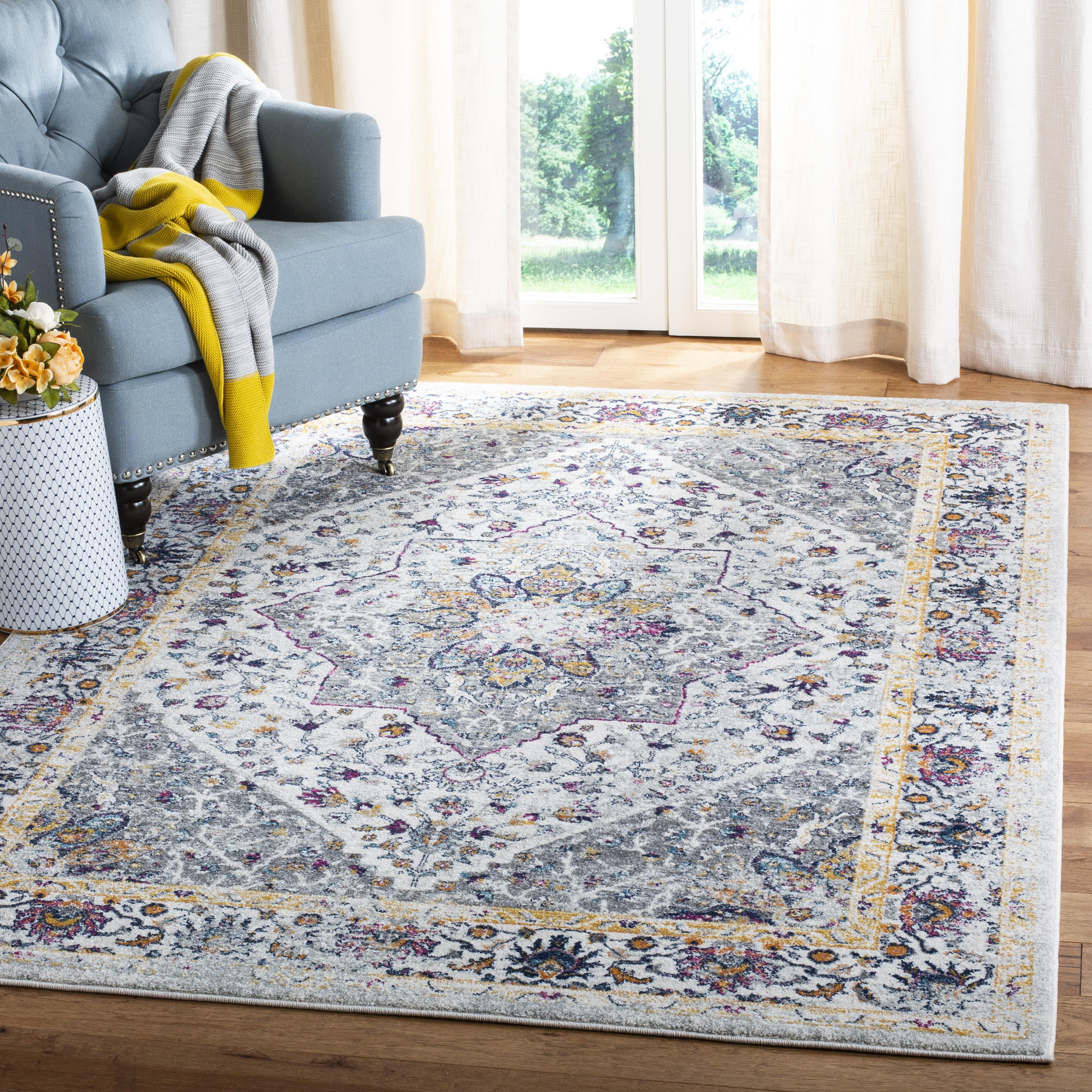 Evoke EVK288 Power Loomed Indoor Area Rug - Ivory/Grey - 6'7"x9' - Safavieh
