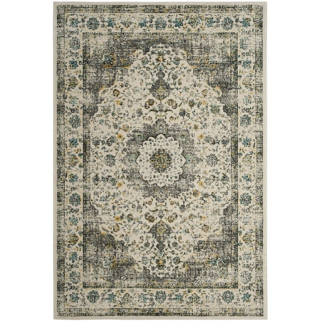 SAFAVIEH Evoke Teale Bordered Area Rug, Grey/Gold, 12' x 18'