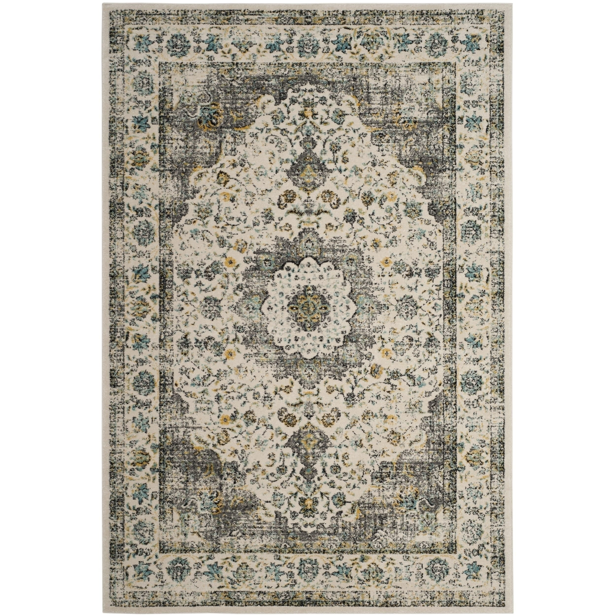 SAFAVIEH Evoke Teale Bordered Area Rug, Grey/Gold, 12' x 18'