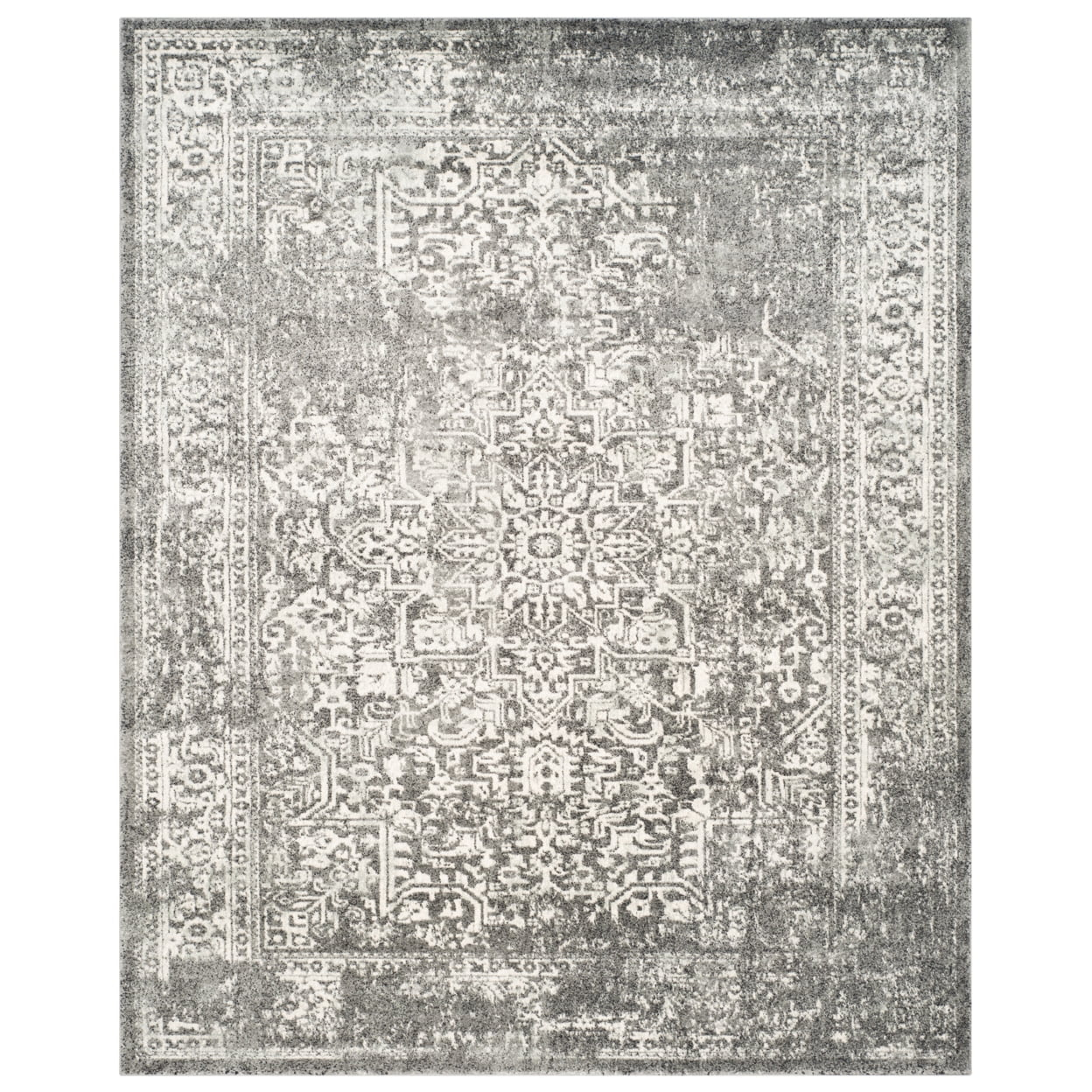SAFAVIEH Evoke Trena Traditional Distressed Area Rug, Grey/Ivory, 9' x 12'