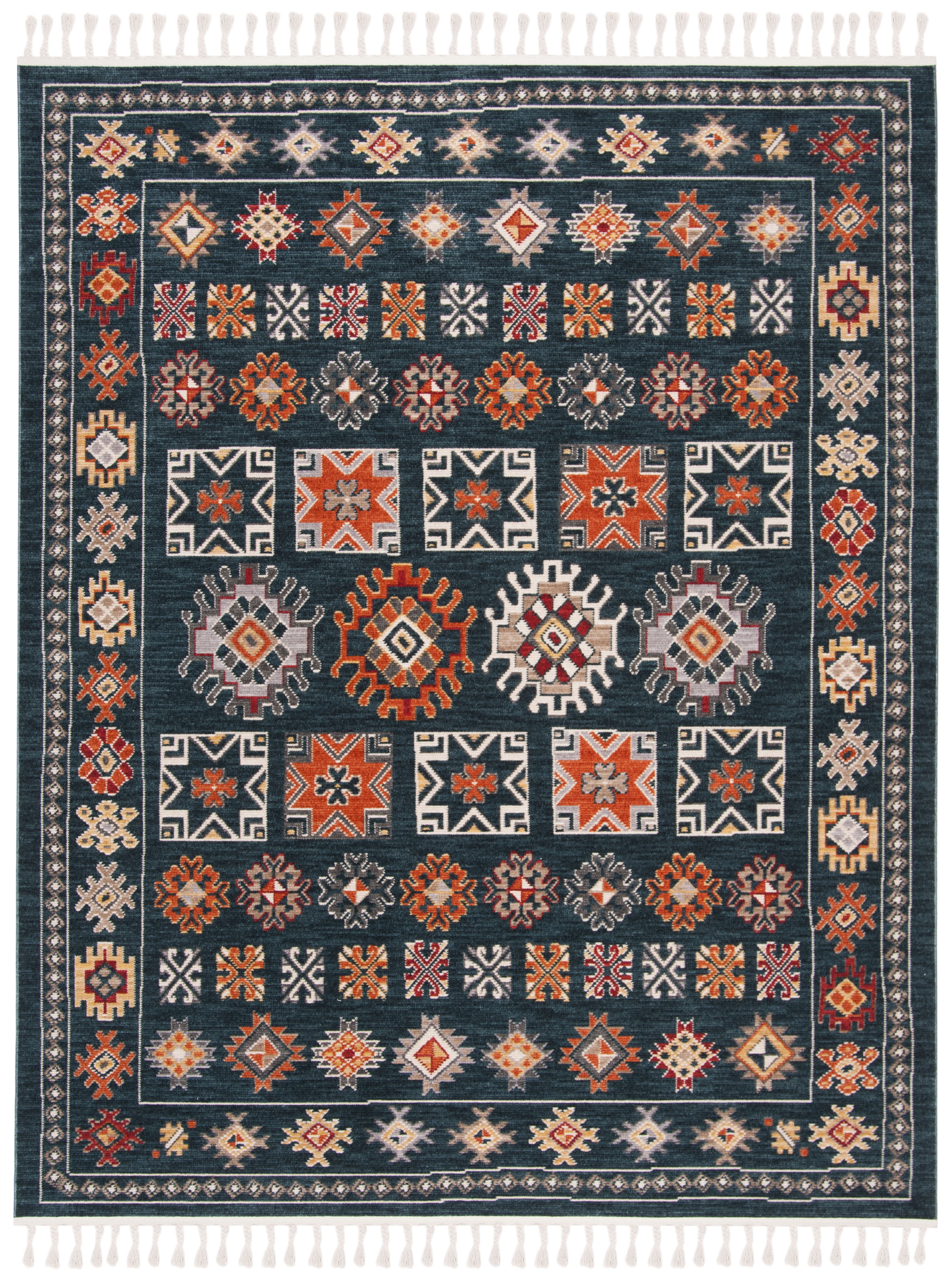 Safavieh  Farmhouse Christal Boho Tribal Polyester Rug 8'  x  10' 8' x 10' Indoor Living Room,Entryway,Dining Room Rectangle