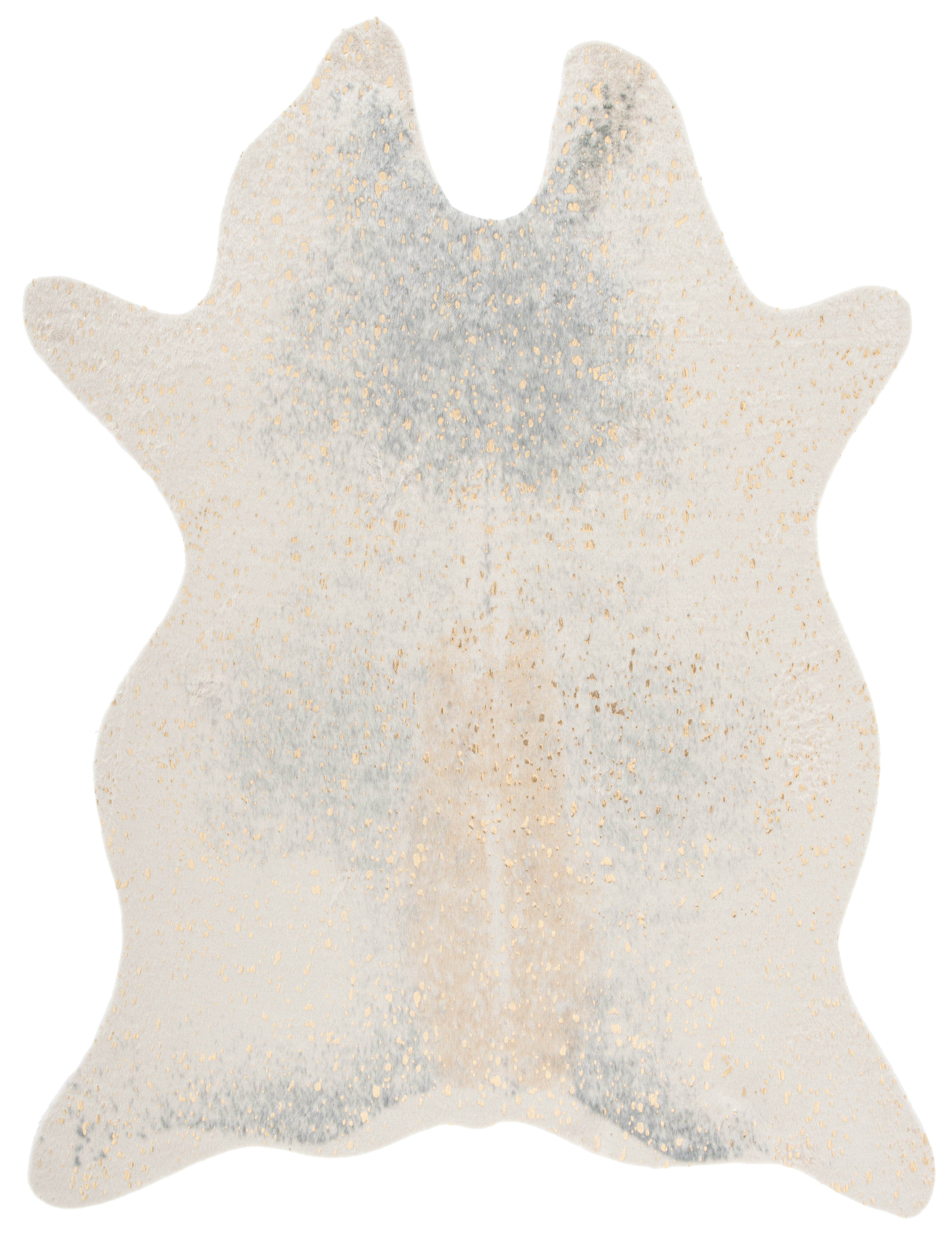 SAFAVIEH Faux Cow Hide Daithi Novelty Area Rug, Grey/Beige, 3' x 5'