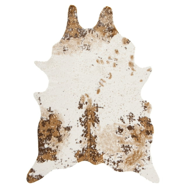 SAFAVIEH Faux Cow Hide Dalia Novelty Area Rug, Beige/Dark Brown, 3' x 5'