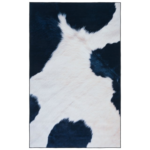 SAFAVIEH Faux Hide Cynthia Novelty Area Rug, Ivory/Dark Blue, 9' x 12'