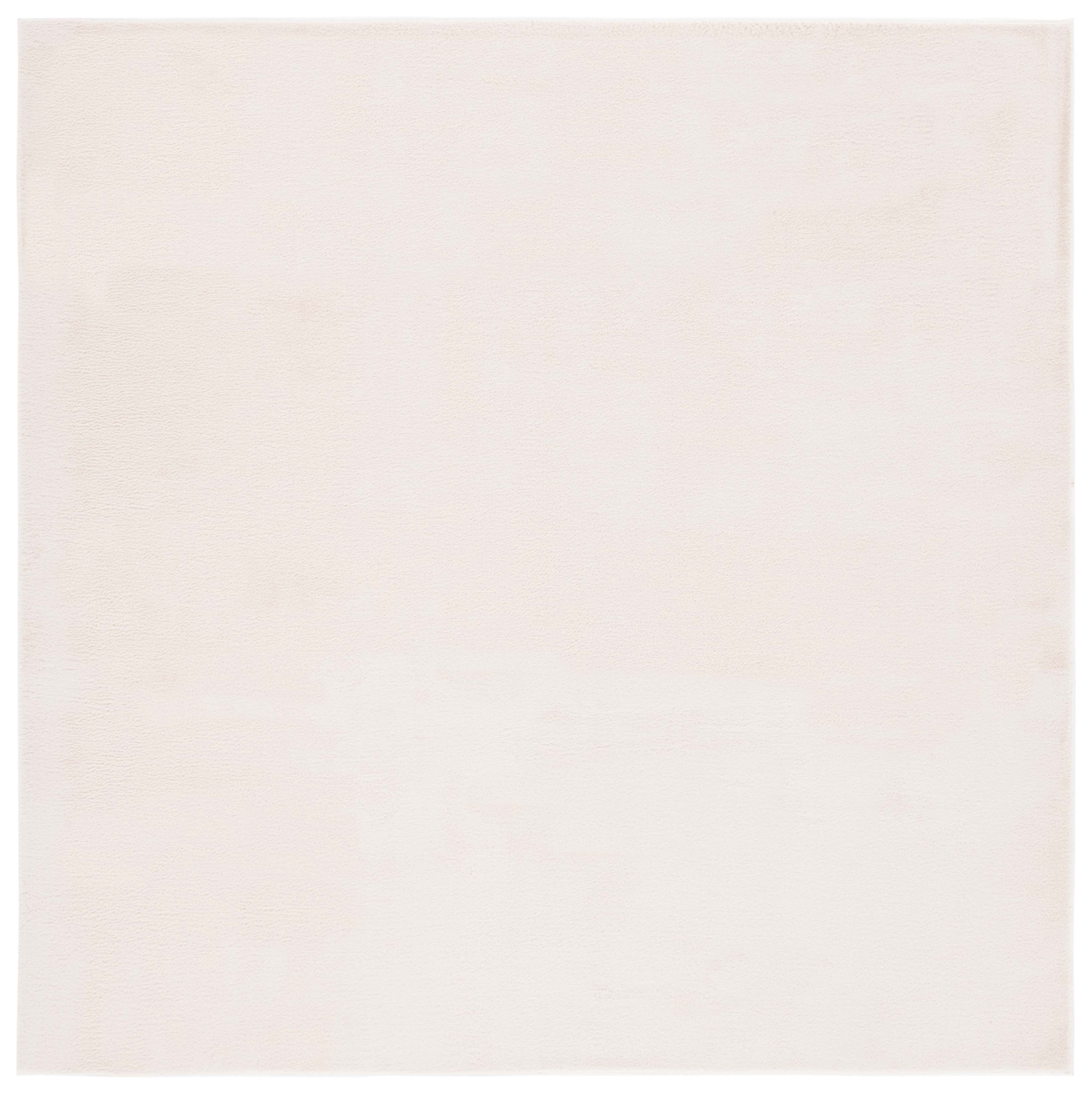 SAFAVIEH Faux Rabbit Fur Daven Solid Area Rug, Beige, 6' x 6' Square