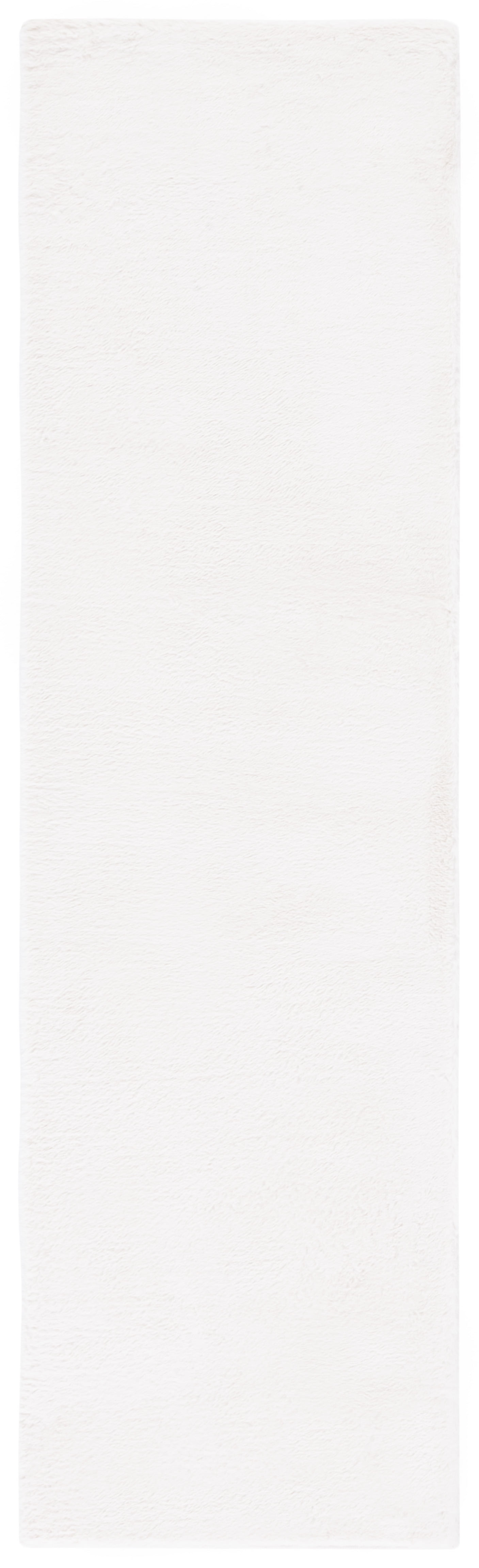 SAFAVIEH Faux Rabbit Fur David Solid Runner Rug, Off White, 2'3" x 8'