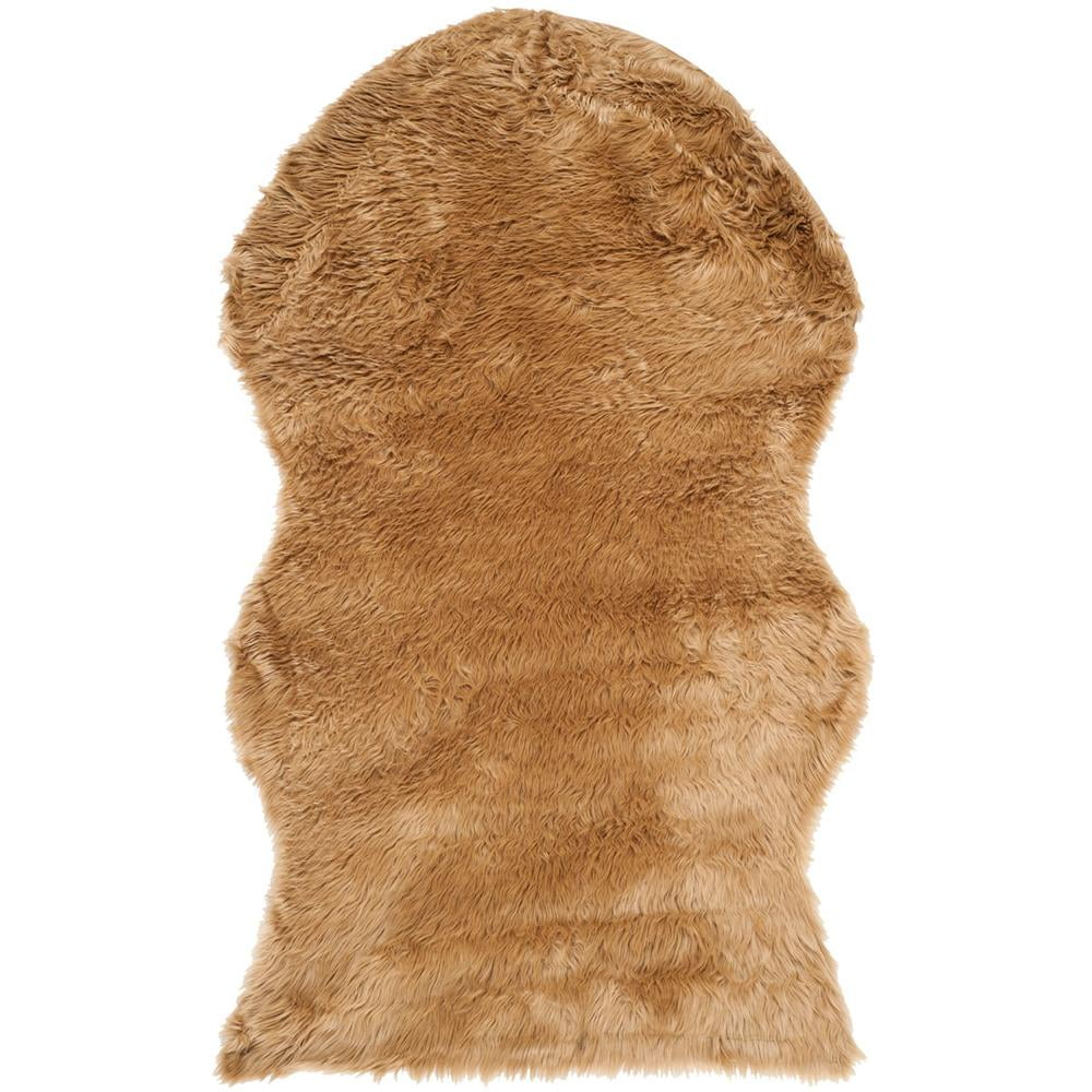SAFAVIEH Faux Sheep Skin Jadyn Animal Area Rug, Camel, 3' x 5'