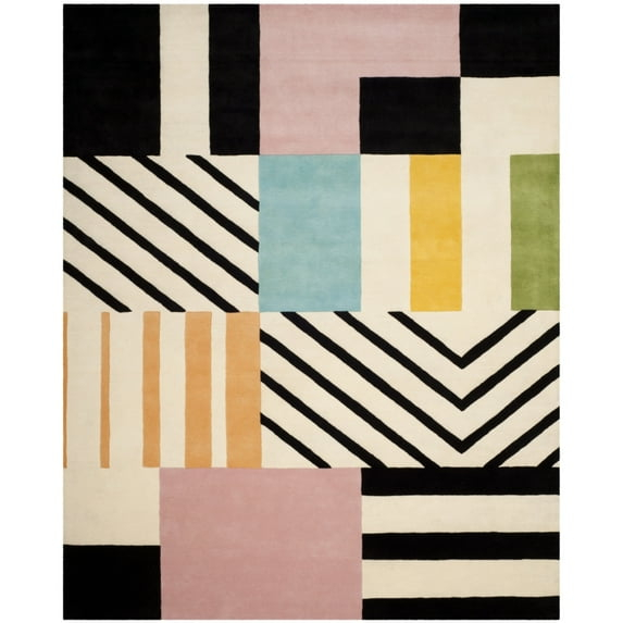 SAFAVIEH Fifth Avenue Bronagh Geometric Area Rug, Ivory/Black, 2' x 3'