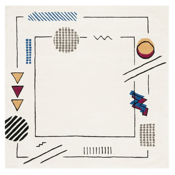 SAFAVIEH Fifth Avenue Cynthia Abstract Area Rug, Ivory/Blue, 6' x 6' Square