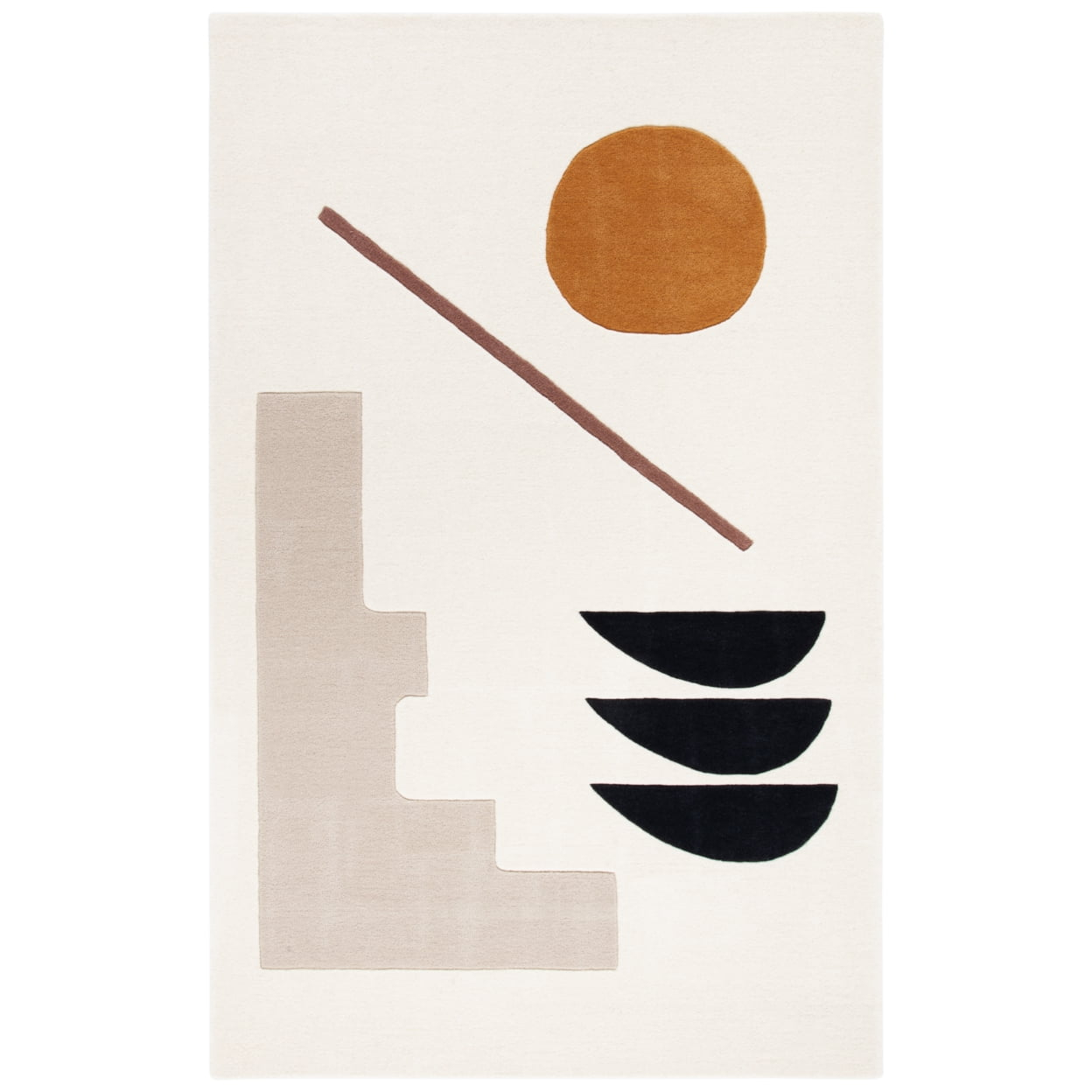 SAFAVIEH Fifth Avenue Deacon Abstract Area Rug, Ivory/Brown, 3' x 3' Square