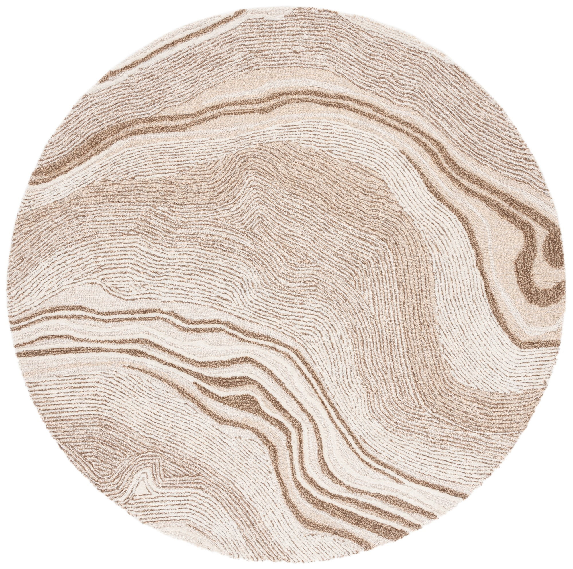 Fifth Avenue FTV121 Hand Tufted Indoor Area Rug - Beige/Ivory - 4' Round - Safavieh